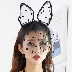 cute black cat ears mesh headwear for party