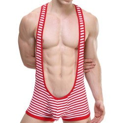 sexy easeful stripe hot jumpsuit for men